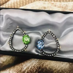 Alexis Bittar Blue/Green Crystal Earrings